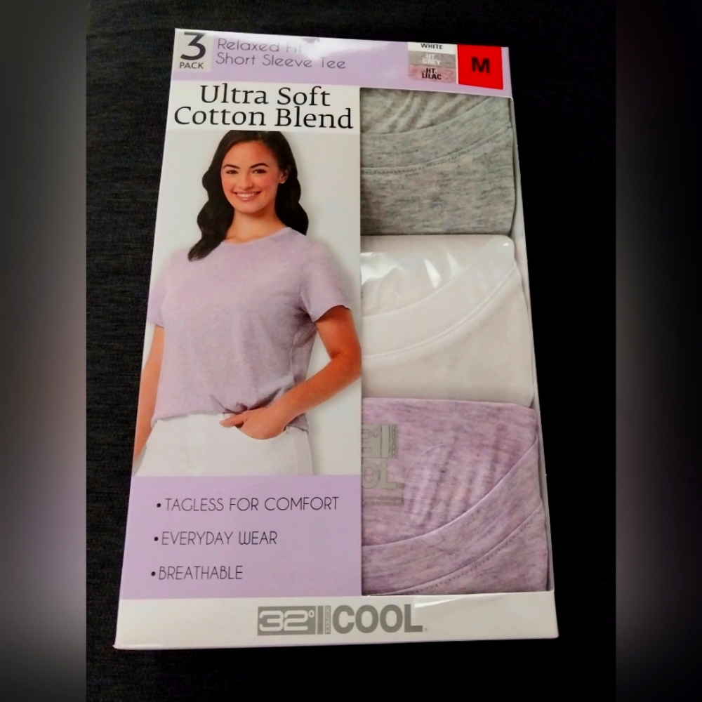 32 degrees cool  3 pack short sleeve tee .
